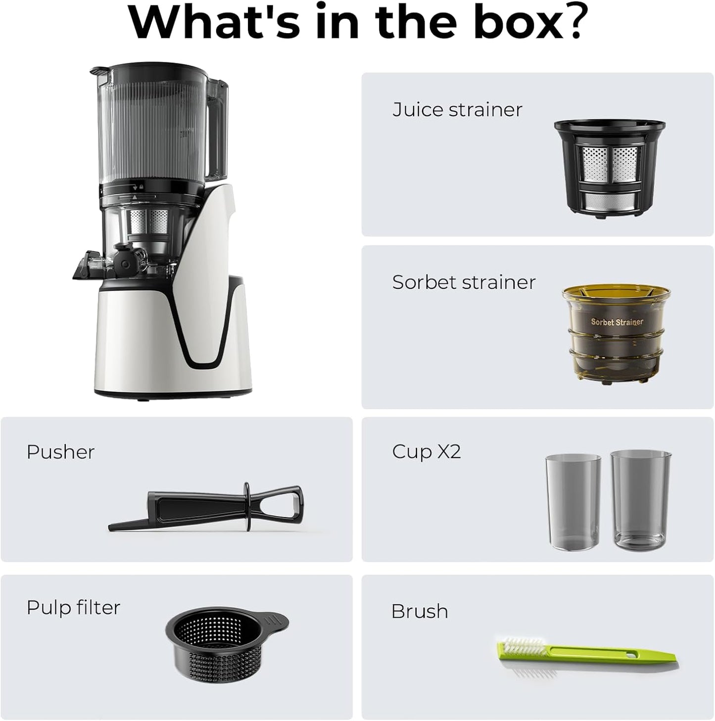 EanOruus Juicer Machines, 3 in 1 Cold Press Juicer with Extra Large Chute 100 oz Large Capacity