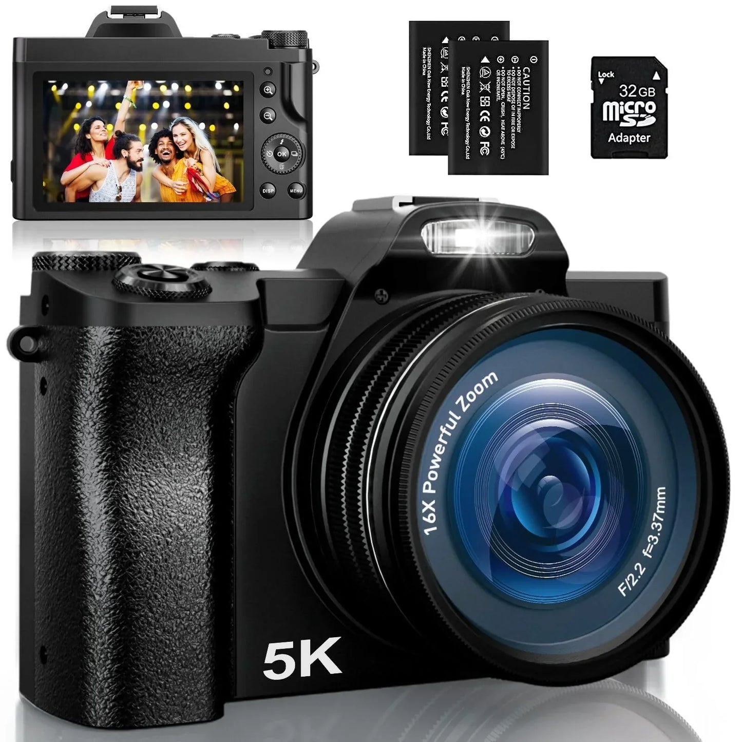 5K Digital Camera WiFi Vlogging Camera with 32G SD Card