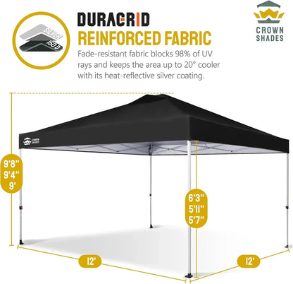 10x10 Pop-Up Awning One-Click Installation Beach Tent Outdoor Sunshade Silver Coated Top