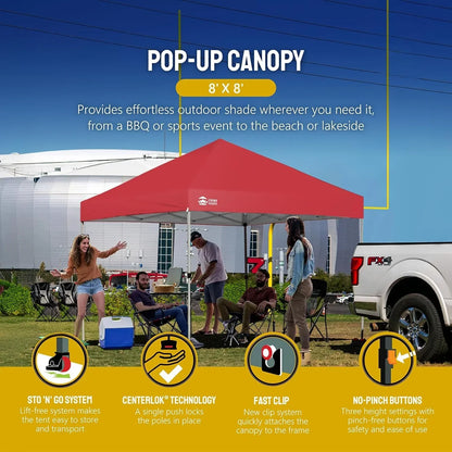10x10 Pop-Up Awning One-Click Installation Beach Tent Outdoor Sunshade Silver Coated Top