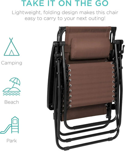 Best Choice Products Folding Zero Gravity Recliner Patio Lounge Chair Adjustable Canopy Shade