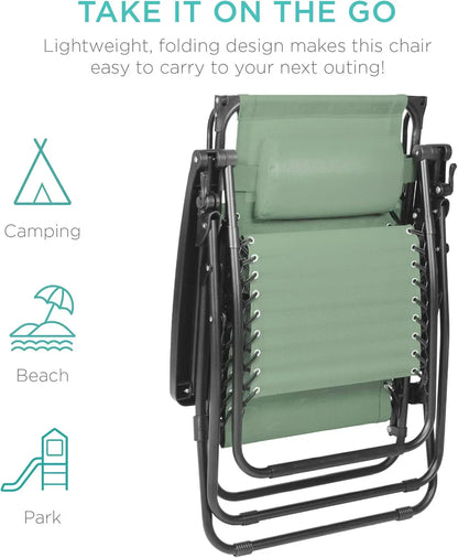 Best Choice Products Folding Zero Gravity Recliner Patio Lounge Chair Adjustable Canopy Shade