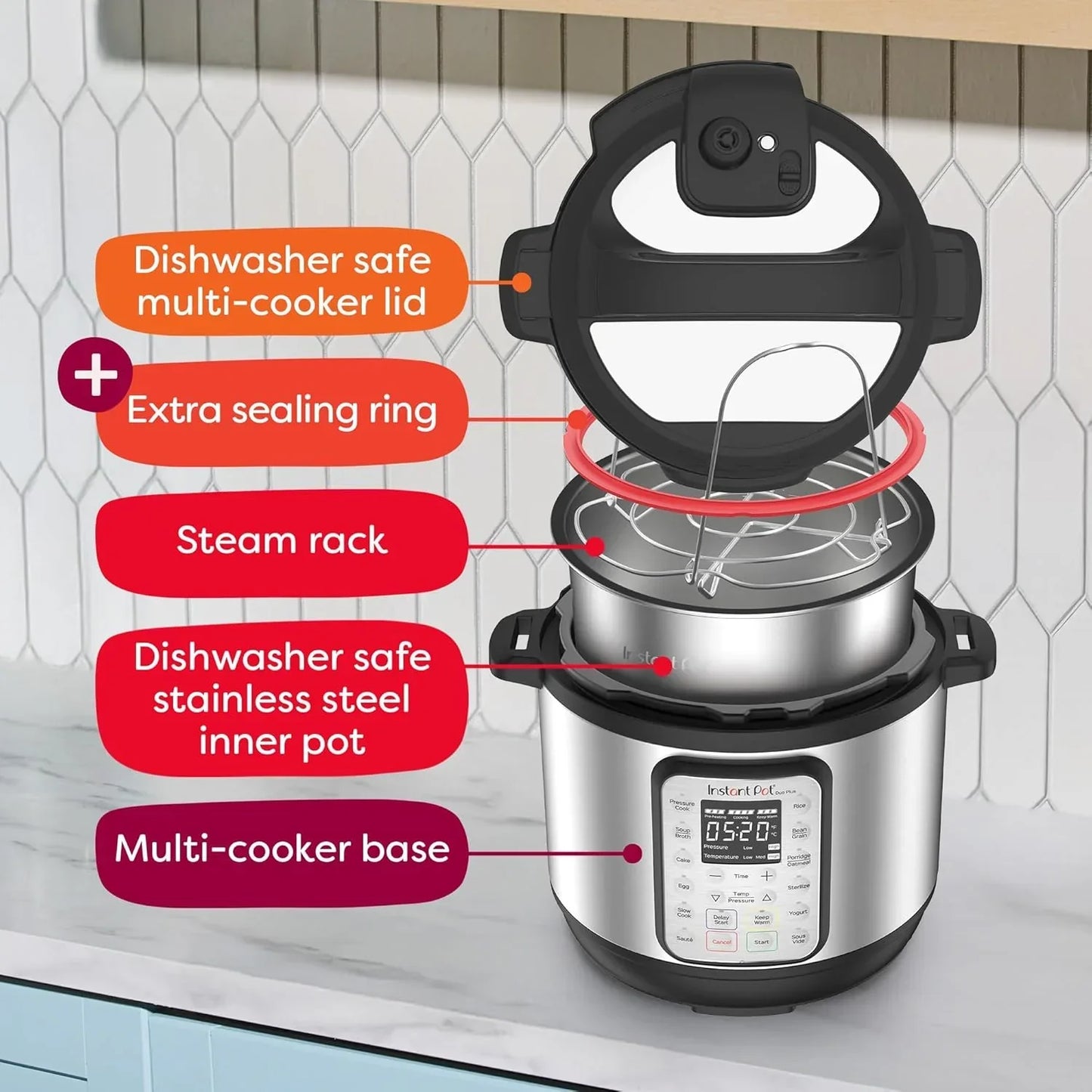 9-in-1 Multicooker Pressure Cooker Slow Cook Rice Maker Steamer Sauté Yogurt Warmer Sterilizer
