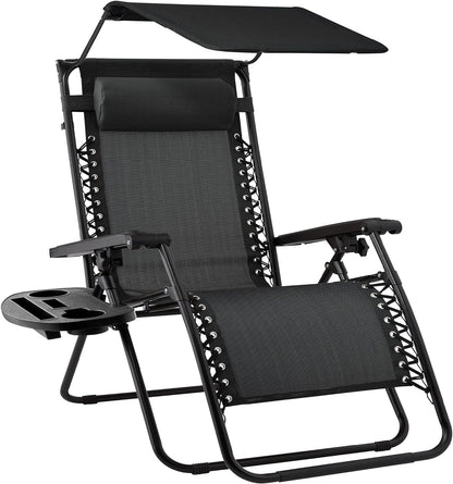 Best Choice Products Folding Zero Gravity Recliner Patio Lounge Chair Adjustable Canopy Shade