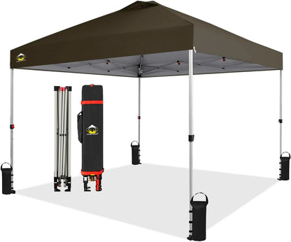 10x10 Pop-Up Awning One-Click Installation Beach Tent Outdoor Sunshade Silver Coated Top