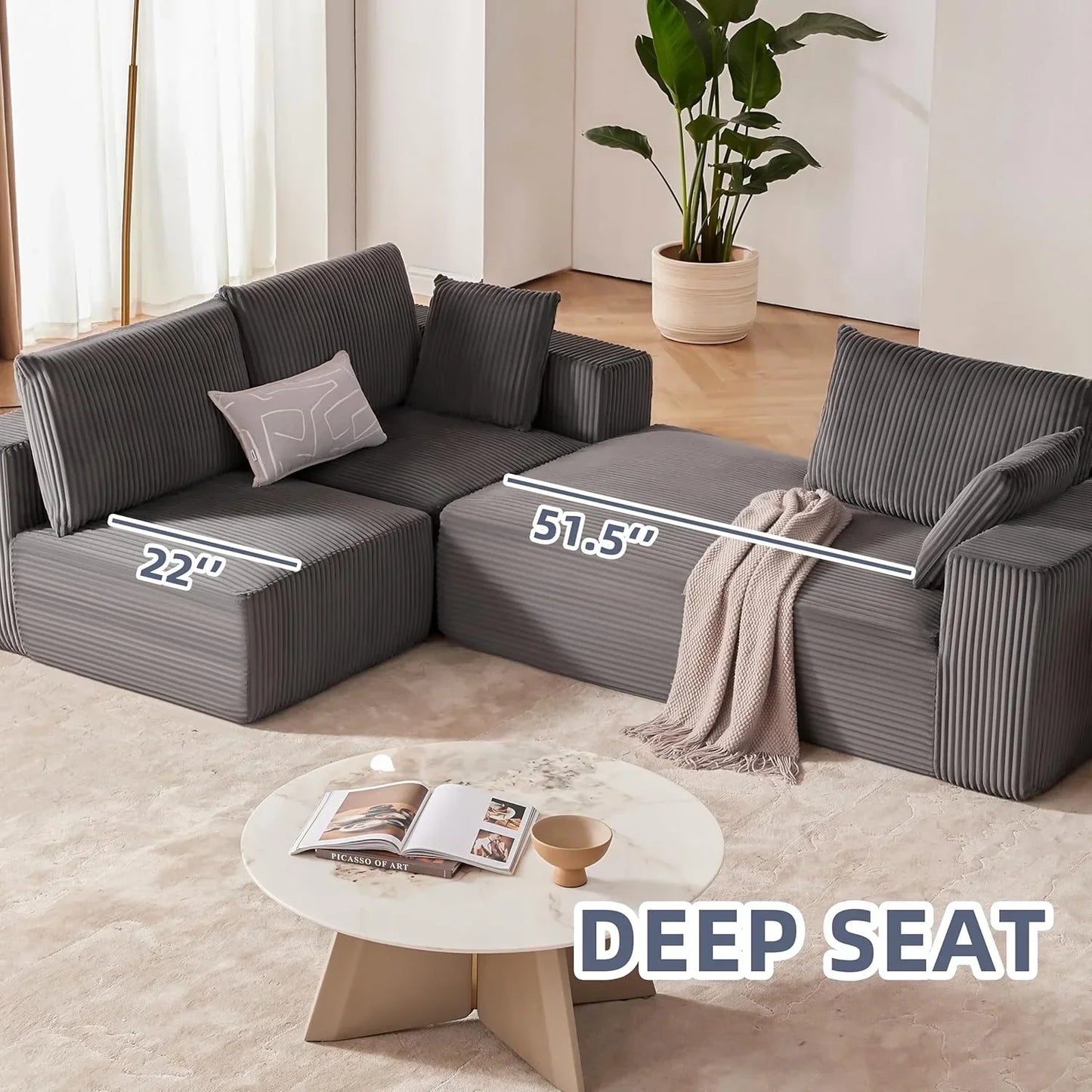 108-inch modular sofa cloud modular sofa with deep seat and reclining chair upholstered sofa