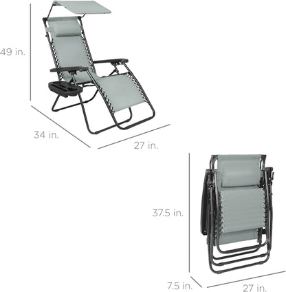Best Choice Products Folding Zero Gravity Recliner Patio Lounge Chair Adjustable Canopy Shade