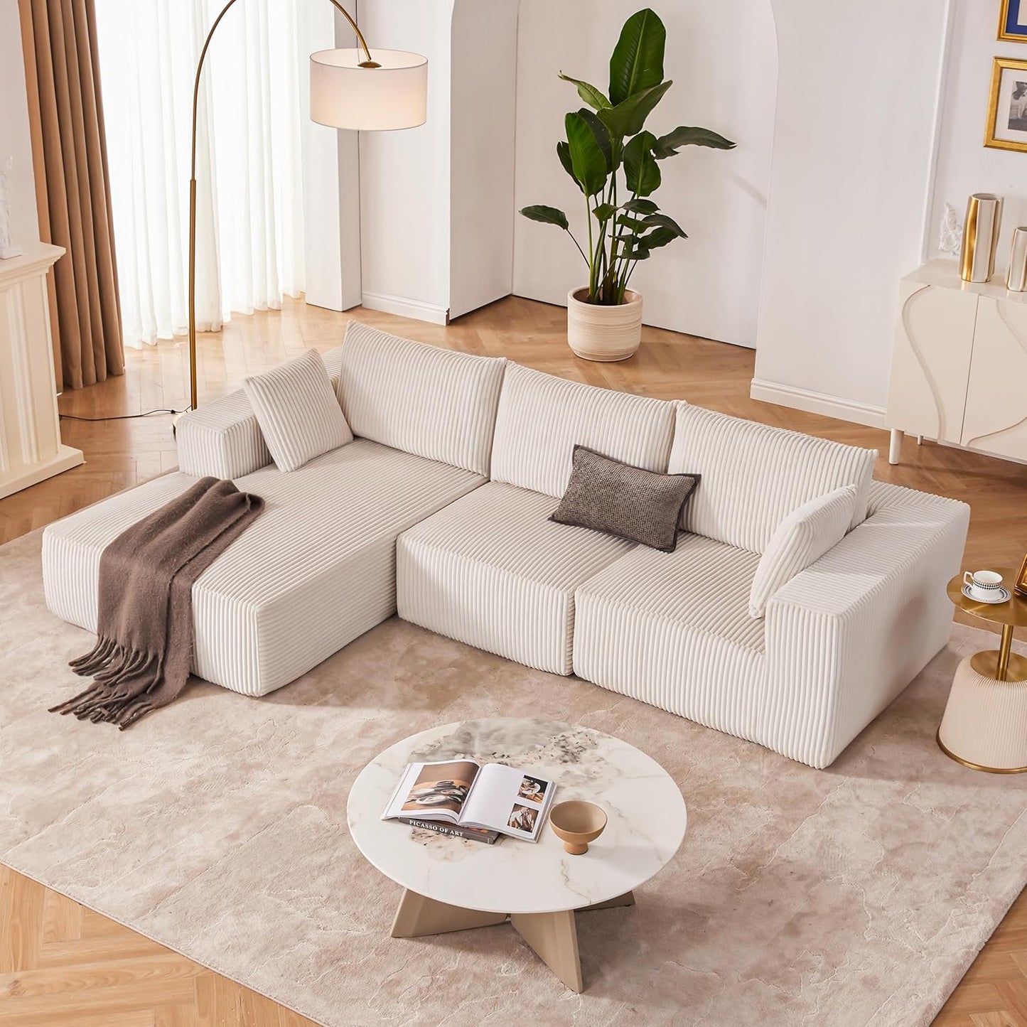 108-inch modular sofa cloud modular sofa with deep seat and reclining chair upholstered sofa