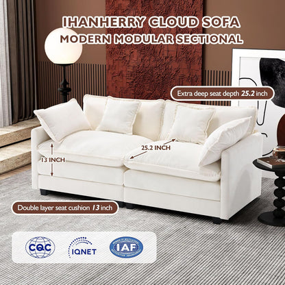 111.4 Inch L Shaped Modern Sofa Modular Cloud Sofa with Ottoman 4 Seater Chenille Deep Seat Sofa
