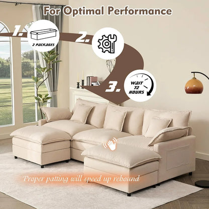 108" U-shaped sofa modular sofa three-seater comfortable cloud sofa