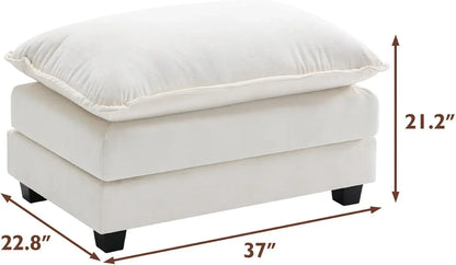 111.4 Inch L Shaped Modern Sofa Modular Cloud Sofa with Ottoman 4 Seater Chenille Deep Seat Sofa