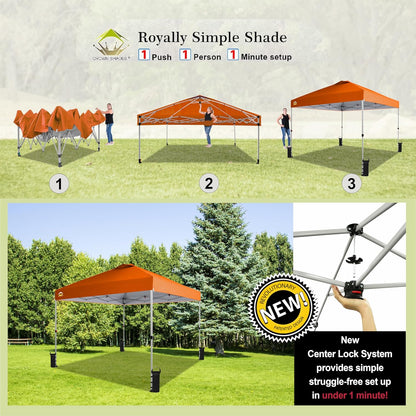 10x10 Pop-Up Awning One-Click Installation Beach Tent Outdoor Sunshade Silver Coated Top
