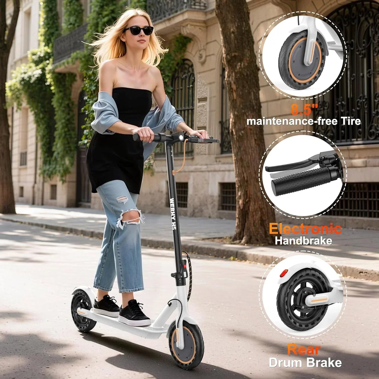 Electric Scooter 350W/500W Motor Top Speed 19/22 mph Max 16/23/28Miles Ranges Foldable E Scooter