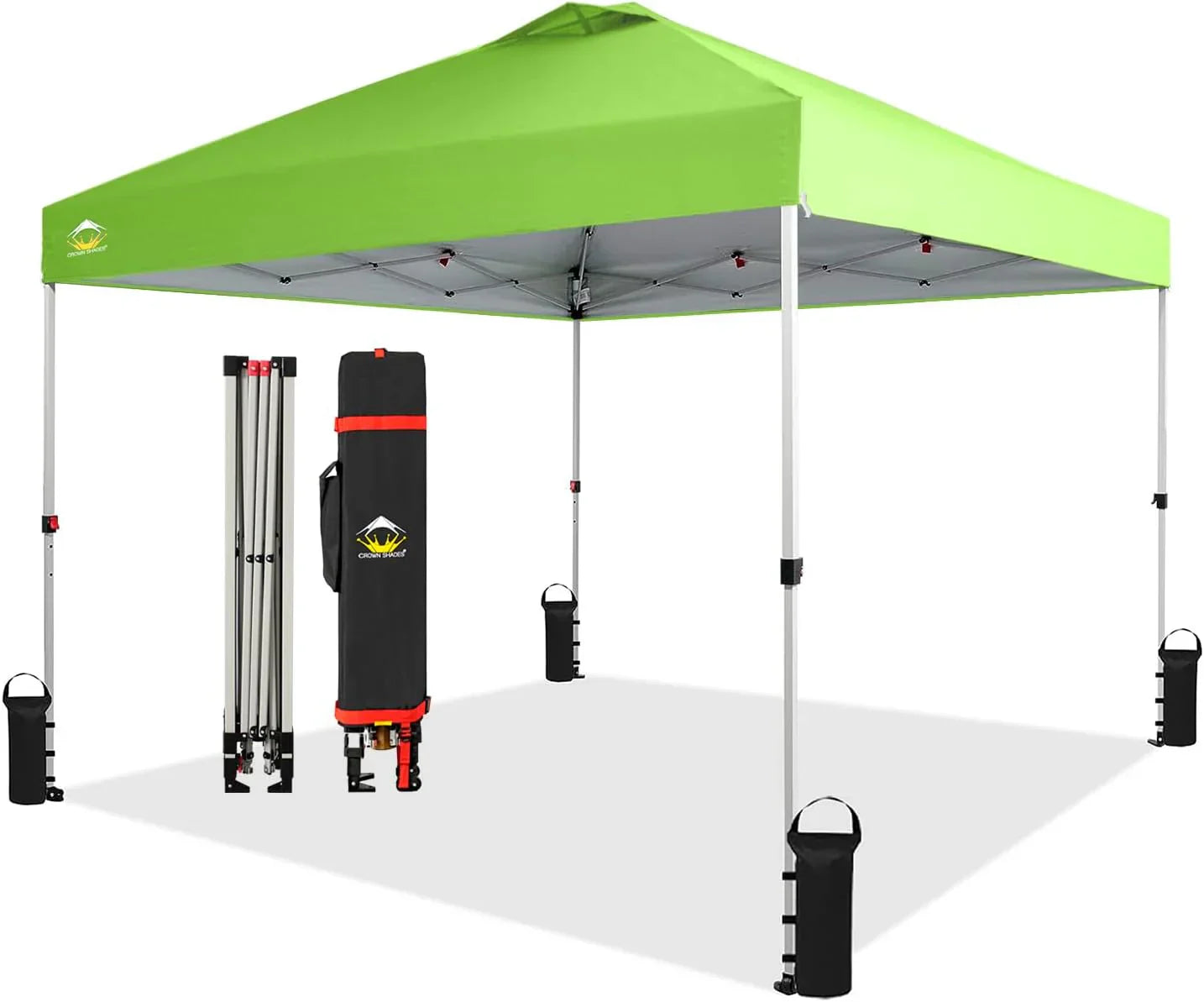 10x10 Pop-Up Awning One-Click Installation Beach Tent Outdoor Sunshade Silver Coated Top