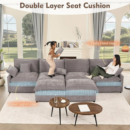 108 Inch U Shape Sofa Sectional Sofa Comfortable Cloud Sofa Living Room Deep Seat Sofa