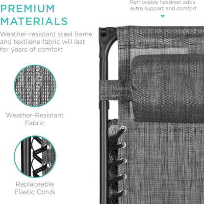 Best Choice Products Folding Zero Gravity Recliner Patio Lounge Chair Adjustable Canopy Shade
