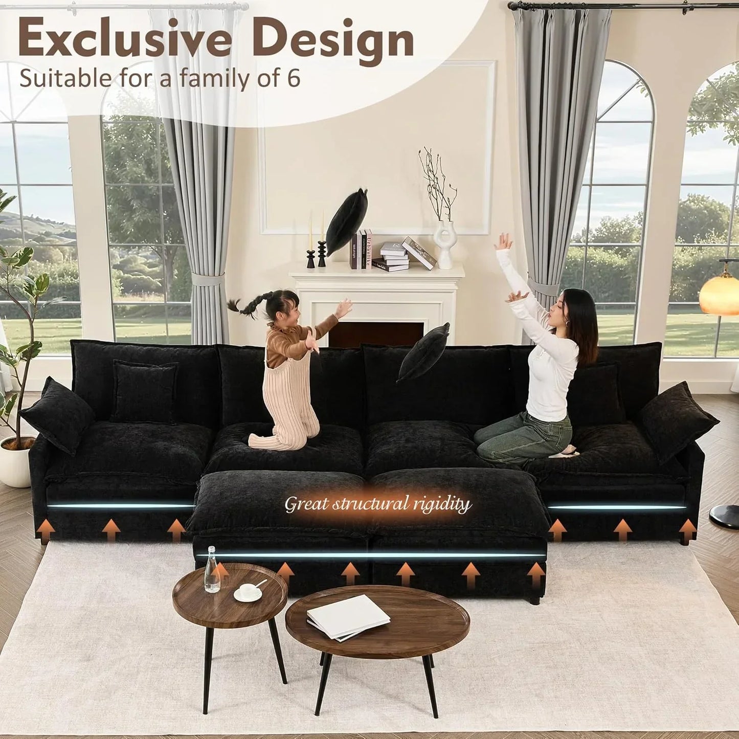 108" U-shaped sofa modular sofa three-seater comfortable cloud sofa
