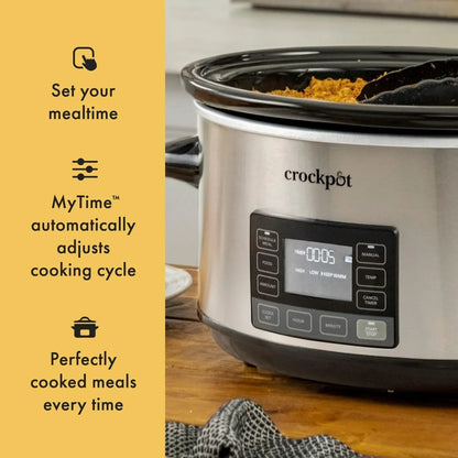 7-Quart Slow Cooker Portable Programmable with Timer Locking Lid Stainless Steel