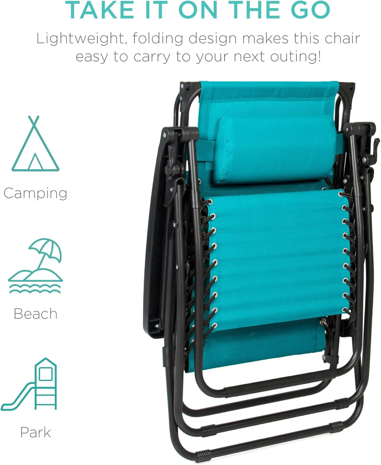 Best Choice Products Folding Zero Gravity Recliner Patio Lounge Chair Adjustable Canopy Shade