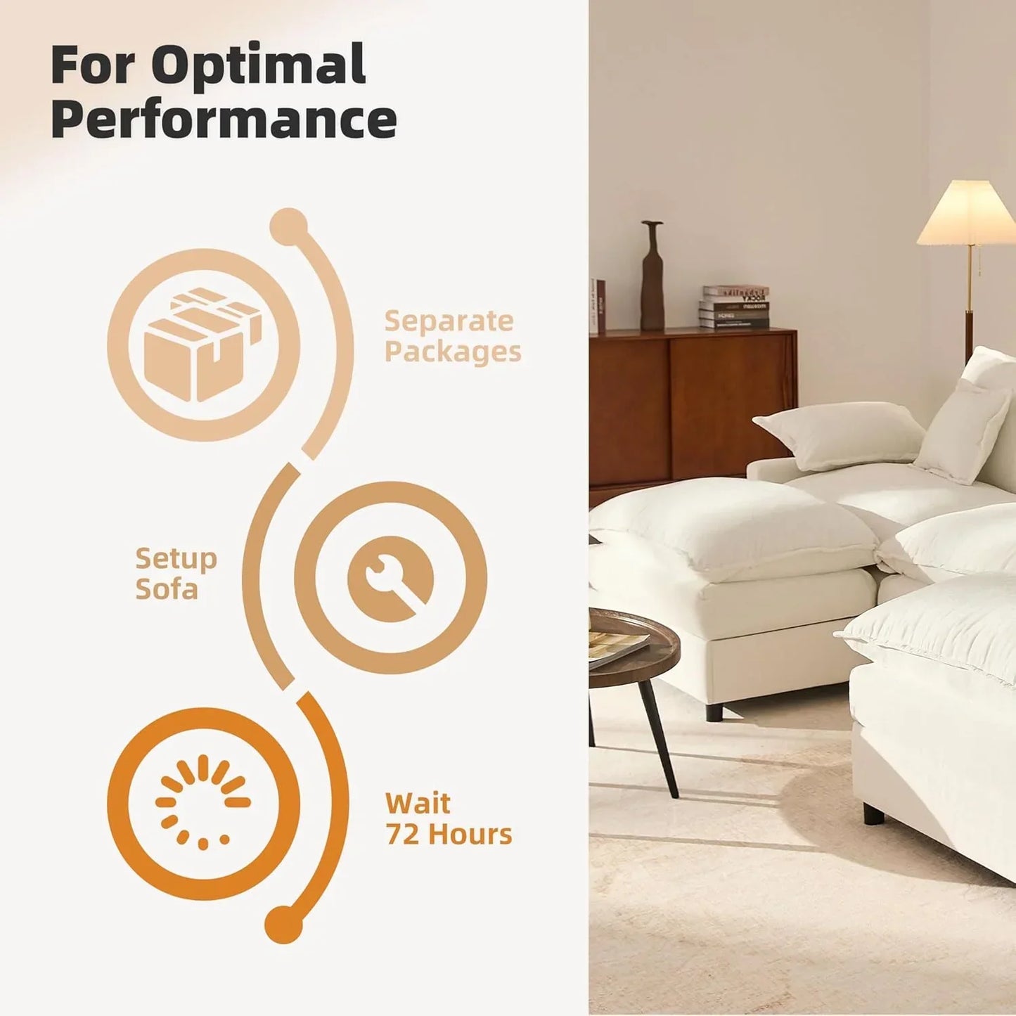 108" U-shaped sofa modular sofa Comfortable cloud sofa