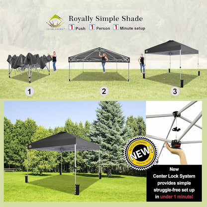 10x10 Pop-Up Awning One-Click Installation Beach Tent Outdoor Sunshade Silver Coated Top