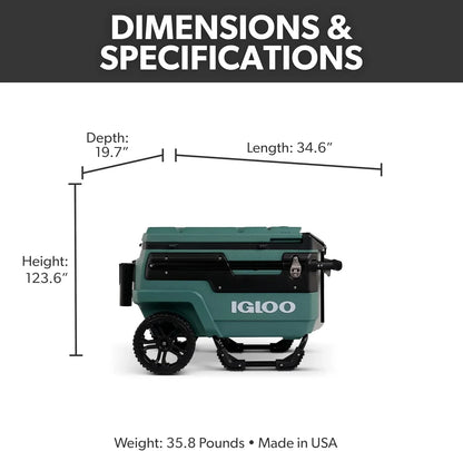 70Qt Wheeled Cooler Insulated Hard Shell Ice Chest