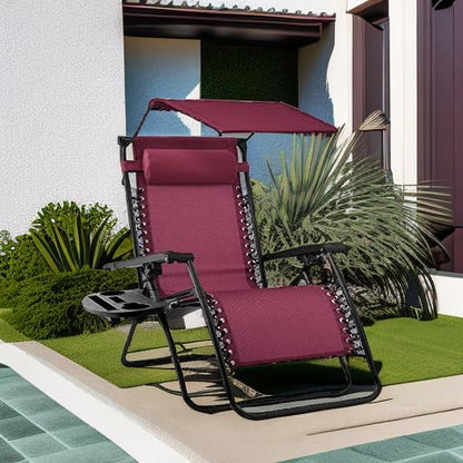 Best Choice Products Folding Zero Gravity Recliner Patio Lounge Chair Adjustable Canopy Shade