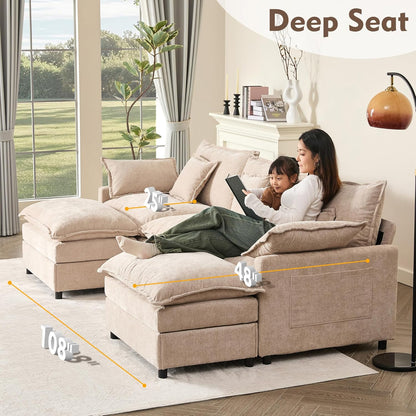 108" U-shaped sofa modular sofa three-seater comfortable cloud sofa