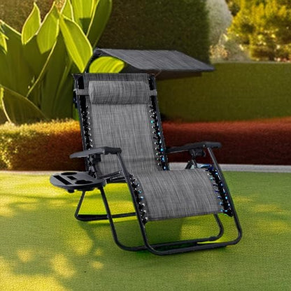 Best Choice Products Folding Zero Gravity Recliner Patio Lounge Chair Adjustable Canopy Shade