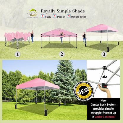 10x10 Pop-Up Awning One-Click Installation Beach Tent Outdoor Sunshade Silver Coated Top