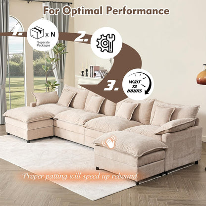 108 Inch U Shape Sofa Sectional Sofa Comfortable Cloud Sofa Living Room Deep Seat Sofa