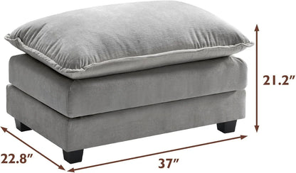 111.4 Inch L Shaped Modern Sofa Modular Cloud Sofa with Ottoman 4 Seater Chenille Deep Seat Sofa