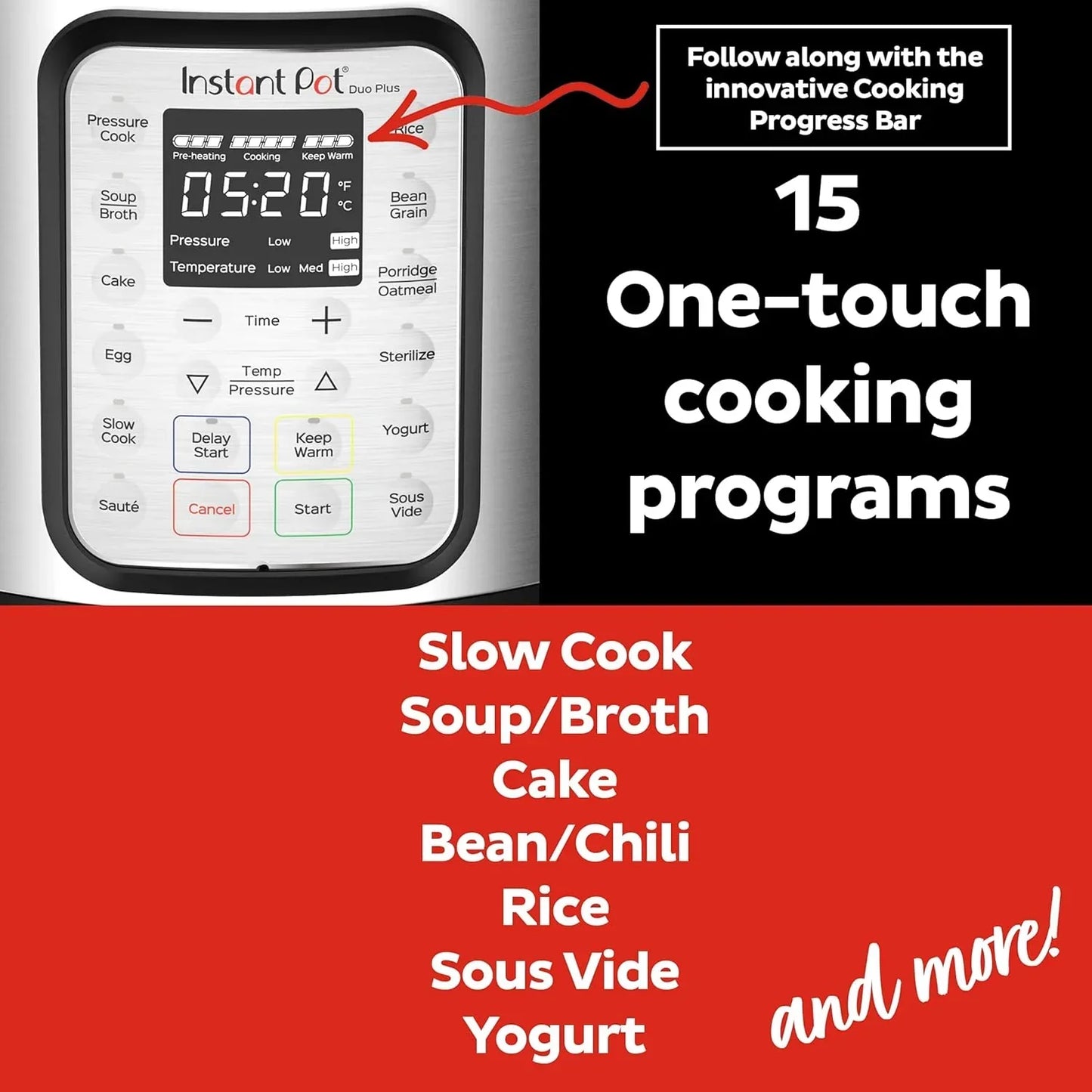 9-in-1 Multicooker Pressure Cooker Slow Cook Rice Maker Steamer Sauté Yogurt Warmer Sterilizer