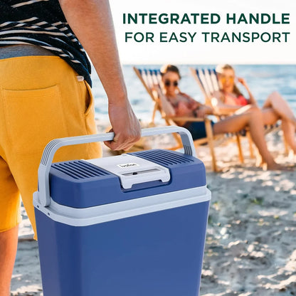 Electric Cooler & Warmer with Handle 24 L Portable Thermoelectric Fridge for Vehicles Trucks