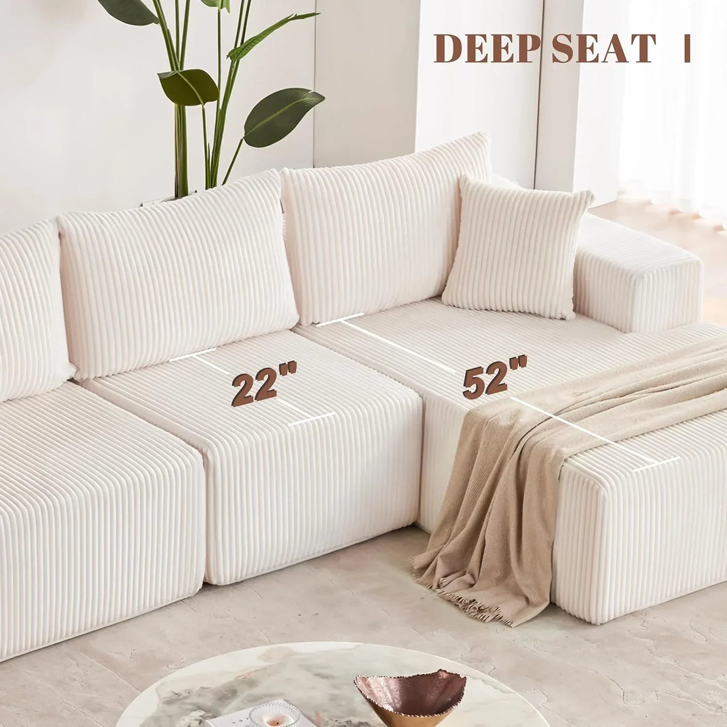108-inch modular sofa cloud modular sofa with deep seat and reclining chair upholstered sofa