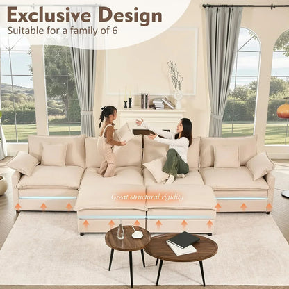 108" U-shaped sofa modular sofa three-seater comfortable cloud sofa