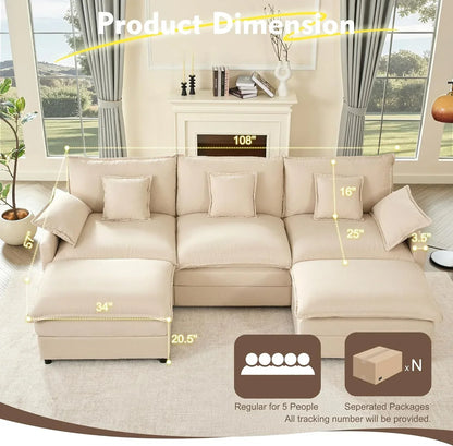 108" U-shaped sofa modular sofa three-seater comfortable cloud sofa