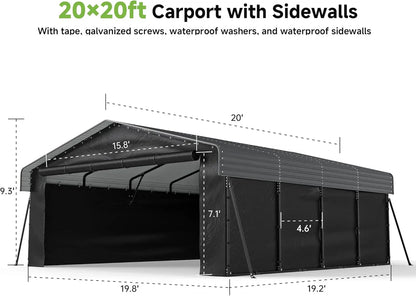 10'x15' Heavy Duty Metal Carport Outdoor Garage Car Shelter Shade with Heavier Frame