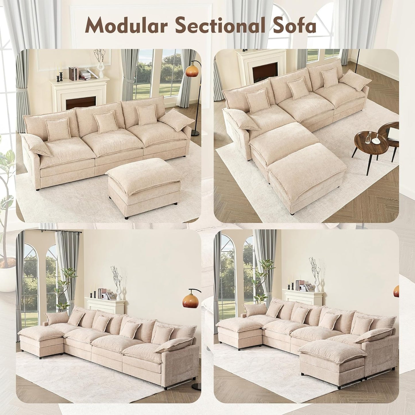 108" U-shaped sofa modular sofa Comfortable cloud sofa
