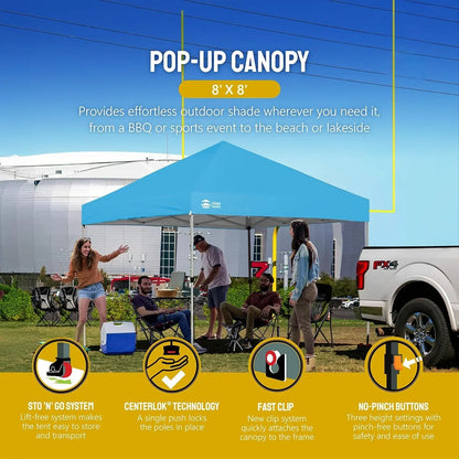 10x10 Pop-Up Awning One-Click Installation Beach Tent Outdoor Sunshade Silver Coated Top
