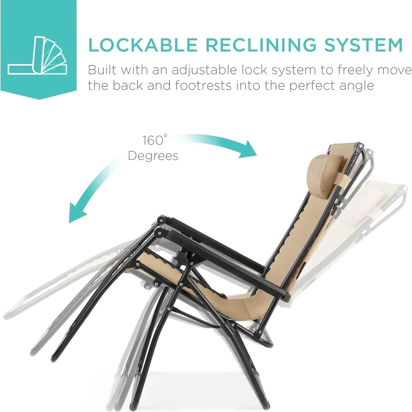 Best Choice Products Folding Zero Gravity Recliner Patio Lounge Chair Adjustable Canopy Shade