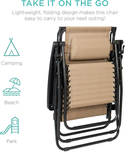 Best Choice Products Folding Zero Gravity Recliner Patio Lounge Chair Adjustable Canopy Shade