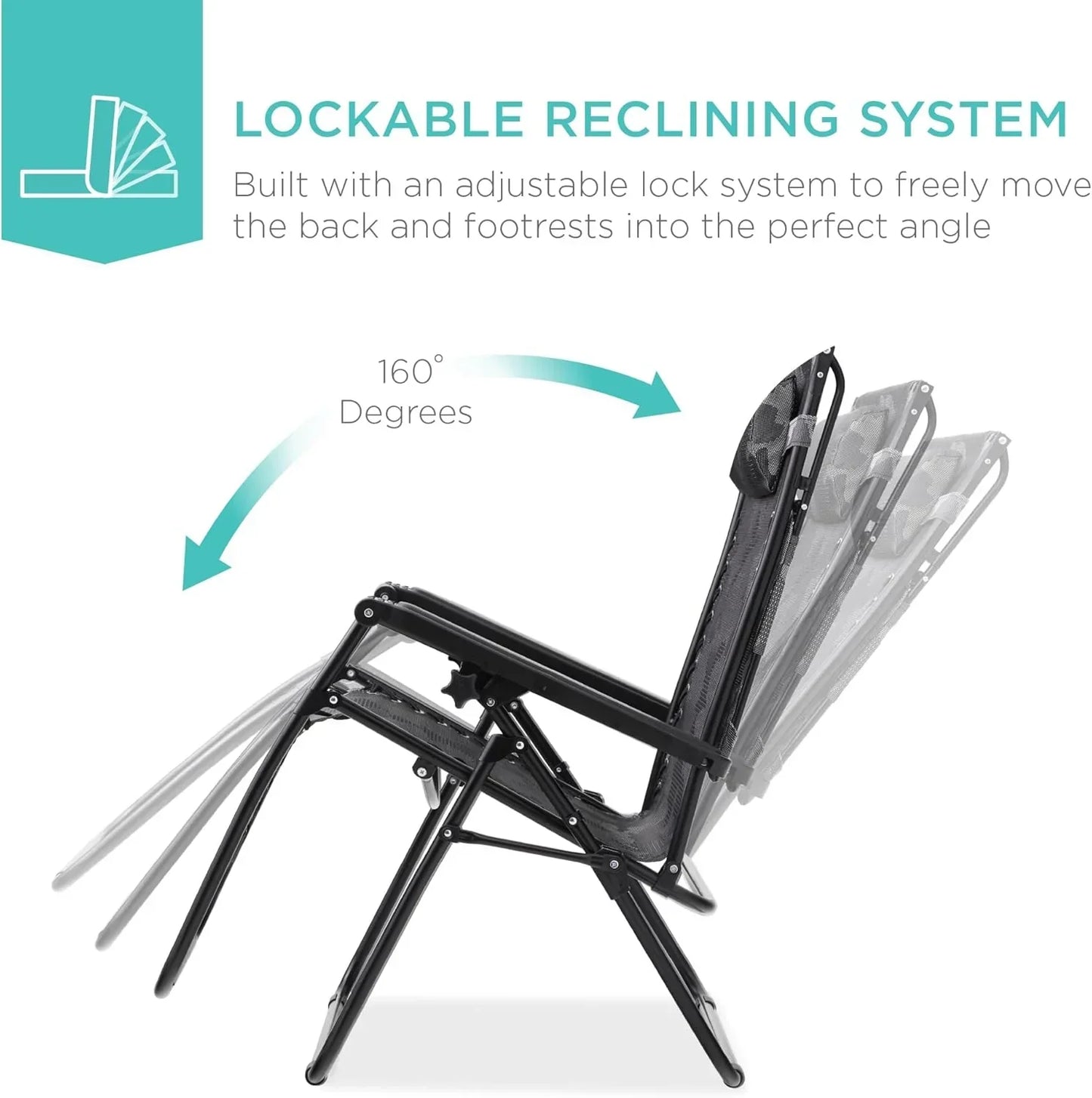 Best Choice Products Folding Zero Gravity Recliner Patio Lounge Chair Adjustable Canopy Shade