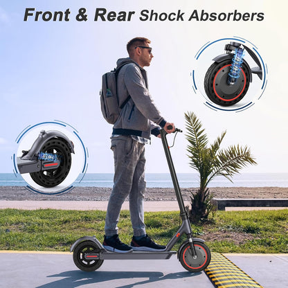 Electric Scooter 350W/500W Powerful Motor 8.5"/10" Solid Tires 19/22Mph 28/21/12 Miles Range
