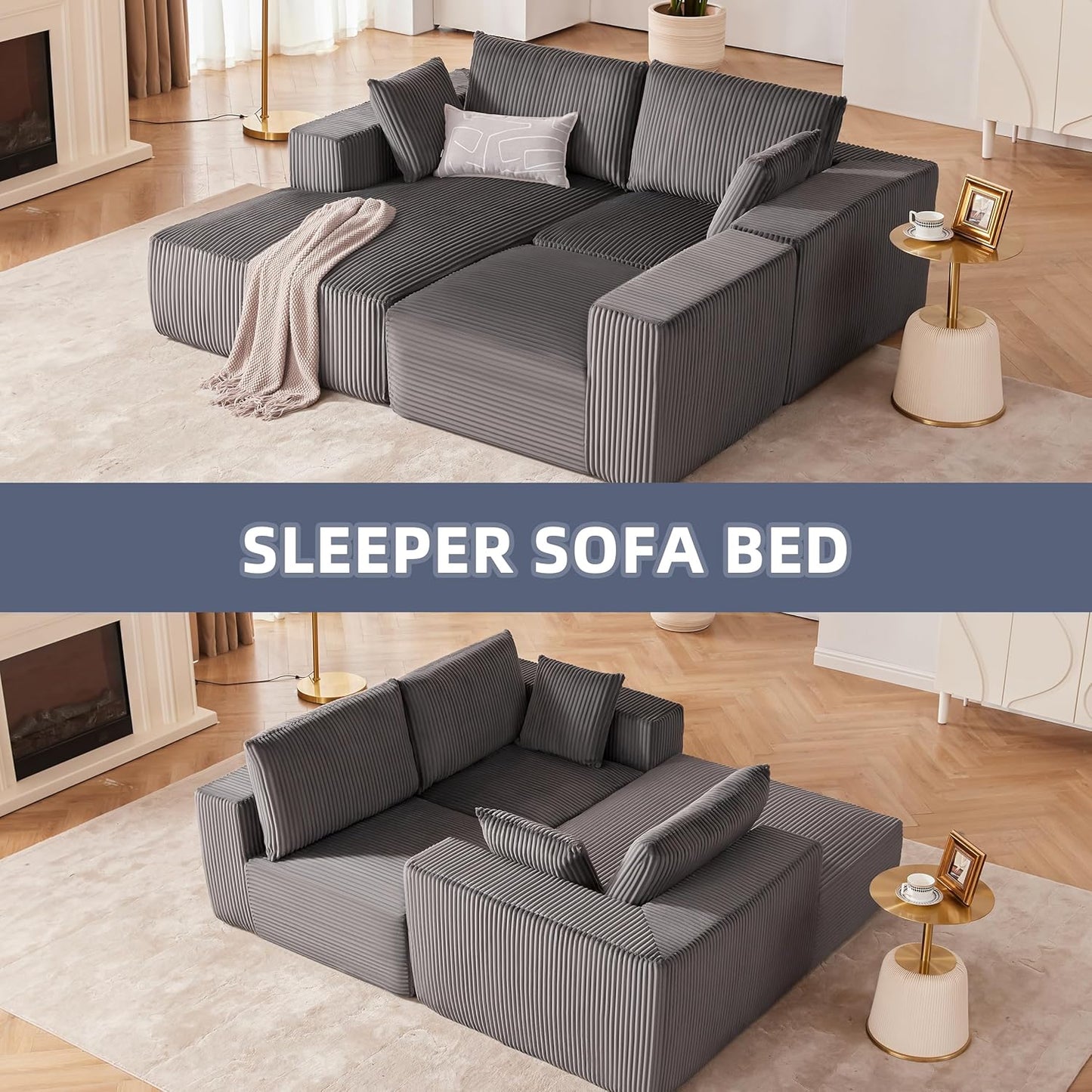 108-inch modular sofa cloud modular sofa with deep seat and reclining chair upholstered sofa