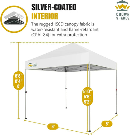 10x10 Pop-Up Awning One-Click Installation Beach Tent Outdoor Sunshade Silver Coated Top