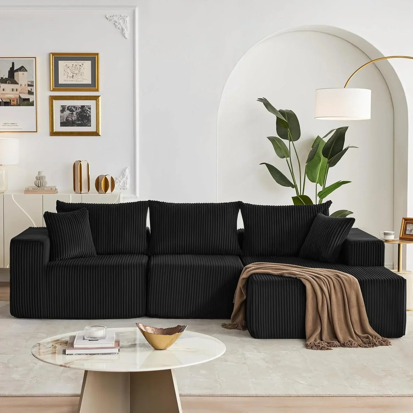 108-inch modular sofa cloud modular sofa with deep seat and reclining chair upholstered sofa