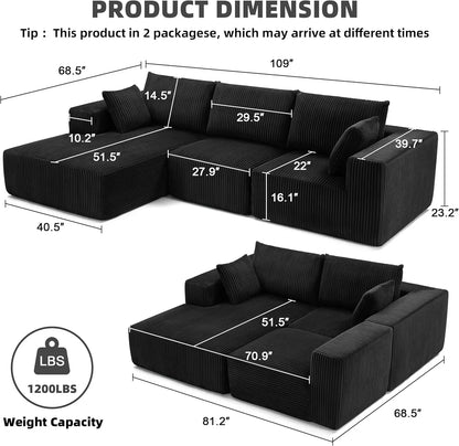 108 inch sectional sofa cloud sectional sofa with deep seat modern sectional L shaped sofa