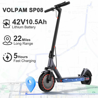 Electric Scooter 350W/500W Powerful Motor 8.5"/10" Solid Tires 19/22Mph 28/21/12 Miles Range