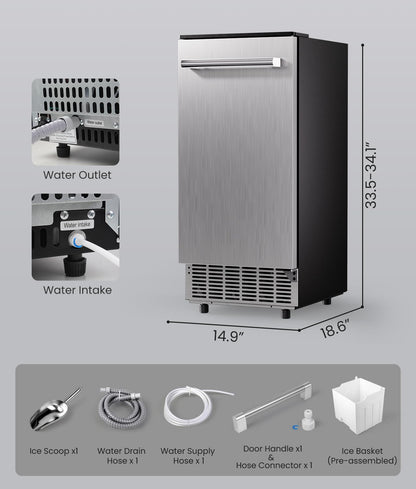 ecozy Portable Ice Maker Countertop, 9 Cubes Ready in 6 Mins, 26 lbs in 24 Hours, Self-Cleaning Machine